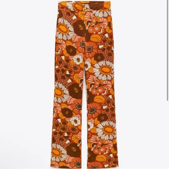 Zara Retro Floral Stretchy Pants - Picture 3 of 4